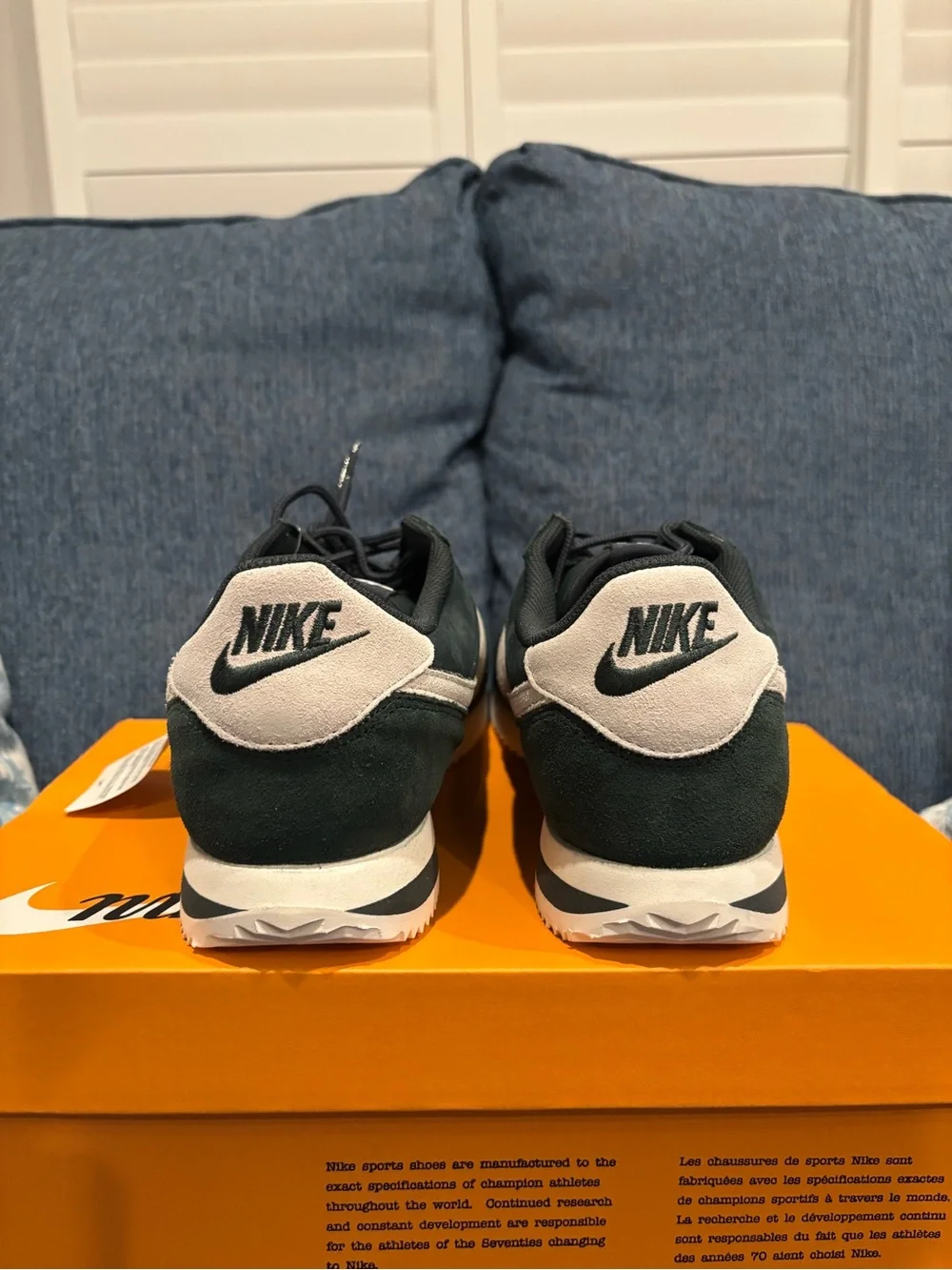 Nike Cortez Men's Low-Top Sneaker in Dark Green with Cream Swoosh
